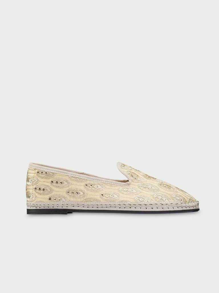 Flagelus Smoking Silk Golden mocasini argintiu broderie
