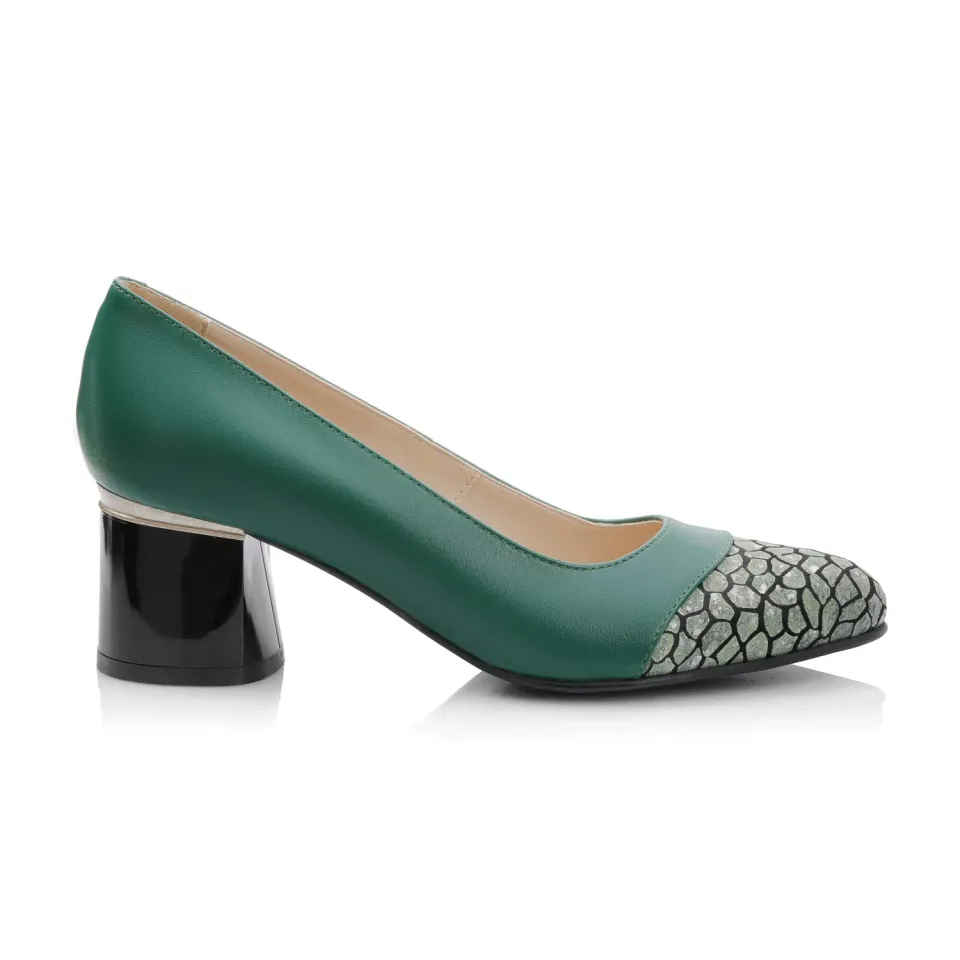 Catinca Shoes A73 VPV pantofi piele naturala verde pietre