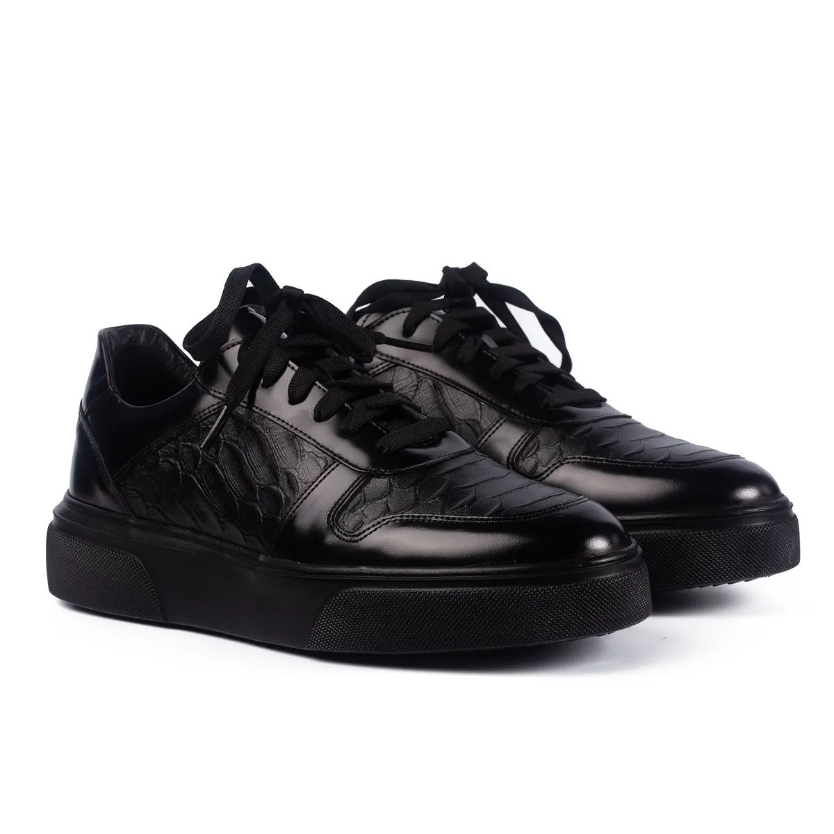 Lucas Shoes Sneaker 001 pantofi negri croco piele