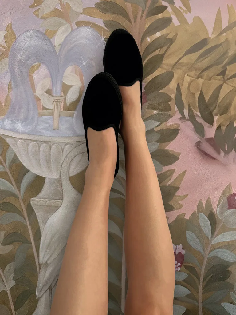 Flagelus Daisy pantofi slipper negri catifea