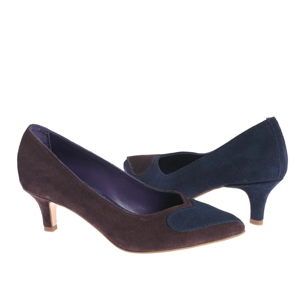 Ana Urbana Madrid pantofi piele bleumarin-maro toc 4cm
