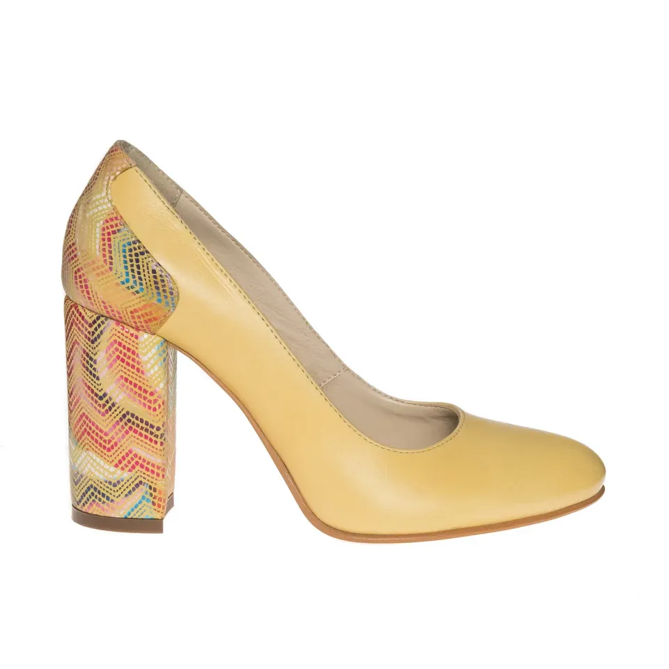 Catinca Shoes 112 GM pantofi dama galbeni toc multicolor