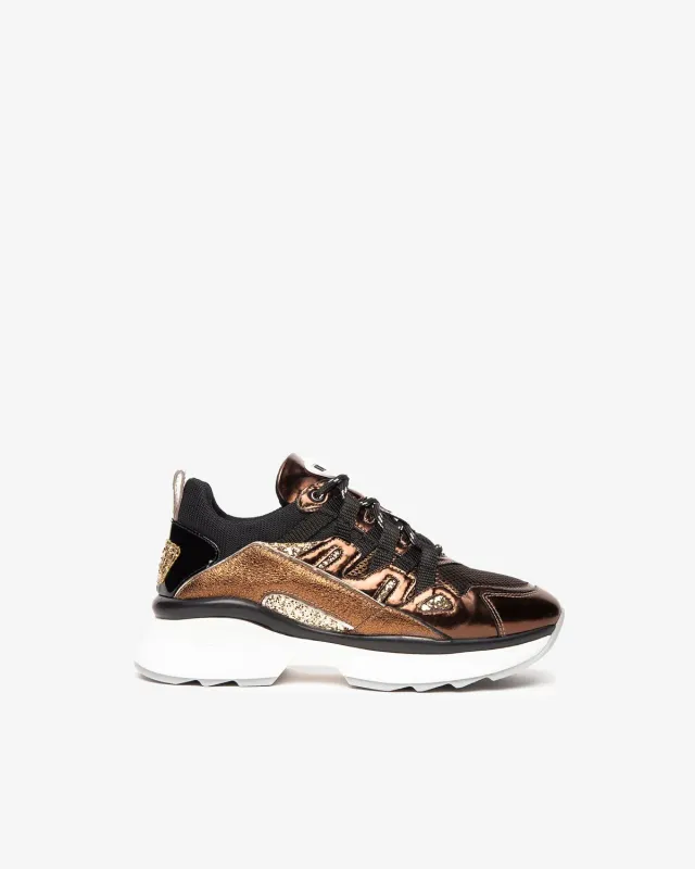 NeroGiardini sneakers damă piele laminată cu glitter