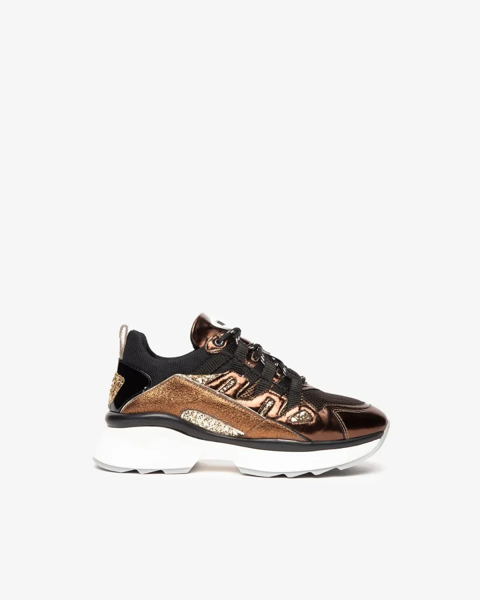 NeroGiardini sneakers damă piele laminată cu glitter