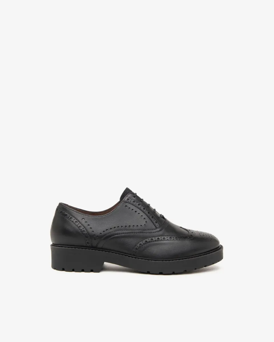 NeroGiardini pantofi dama piele cu siret brogue toc jos