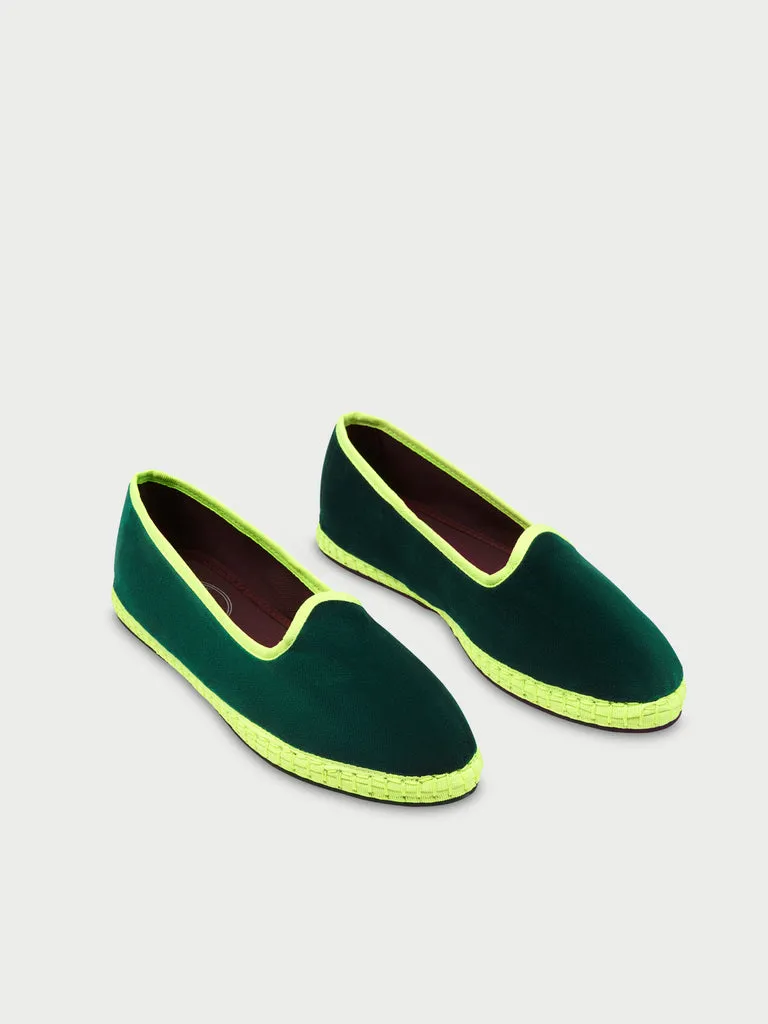 Flagelus Casandra slippers verde inchis catifea
