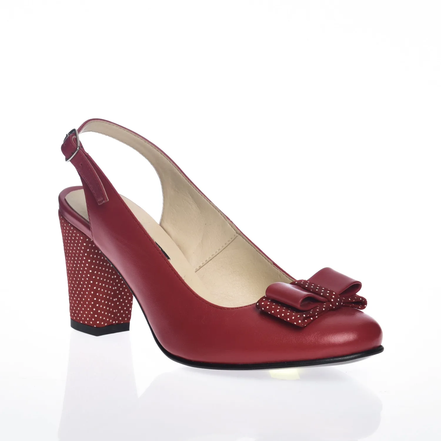 Catinca Shoes V5 RB sandale dama piele rosu buline