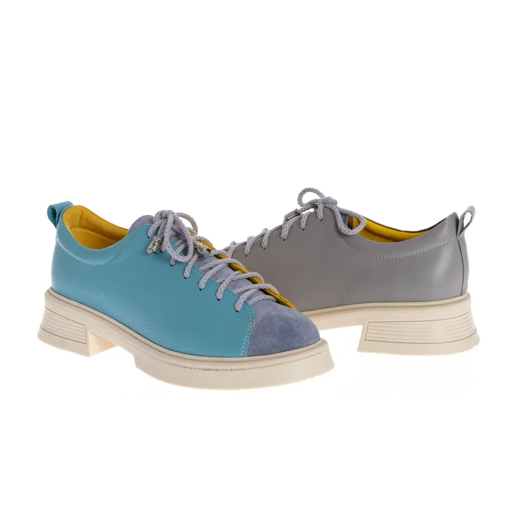 Ana Urbana Shoes Boston pantofi albastru-galben piele