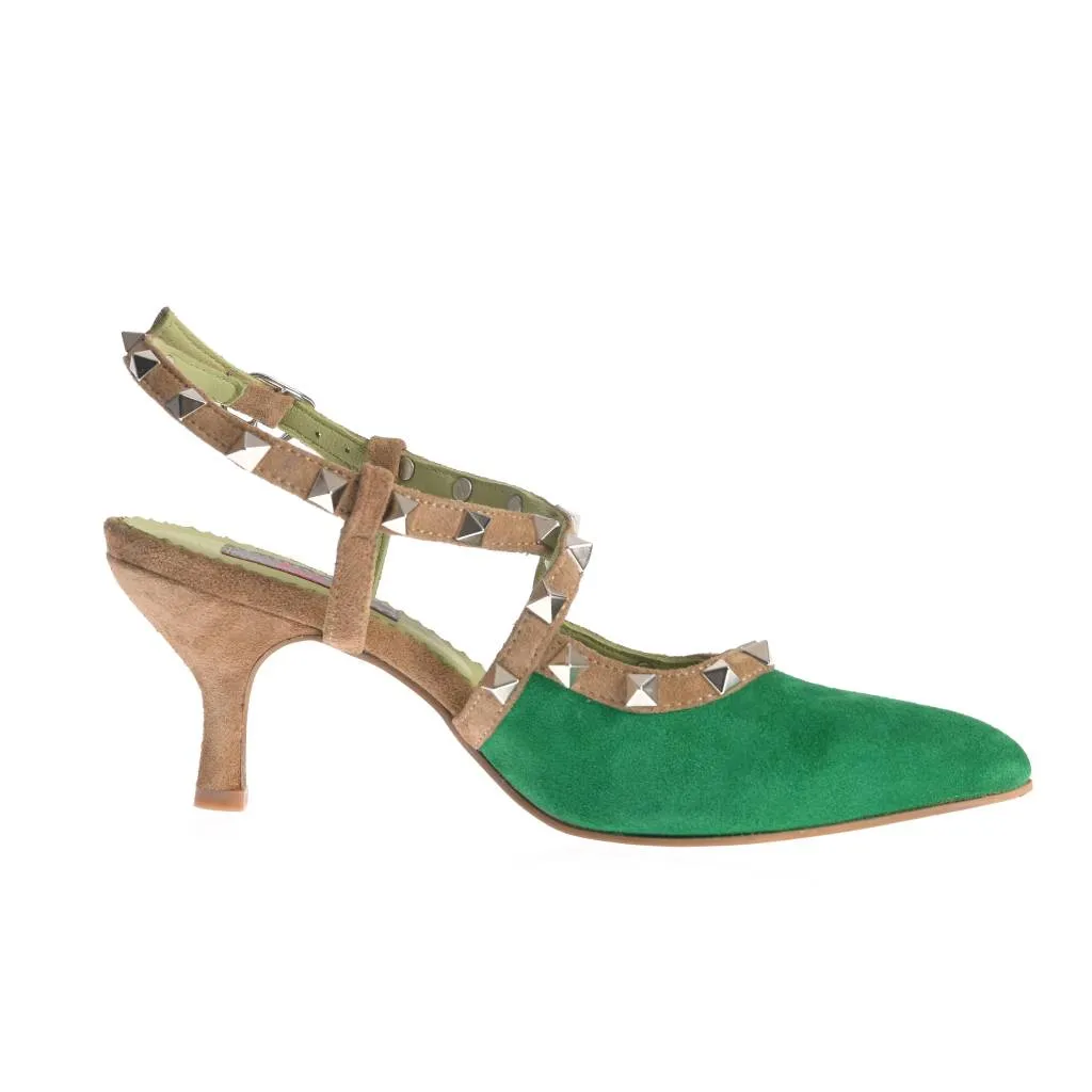 Ana Urbana Shoes Tampa pantofi piele verde-maro