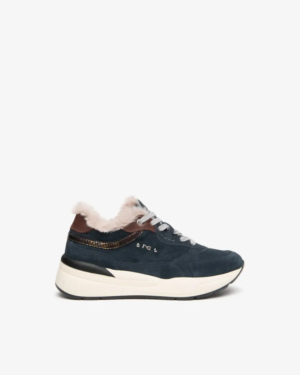 NeroGiardini sneakers dama piele intoarsa cu blana