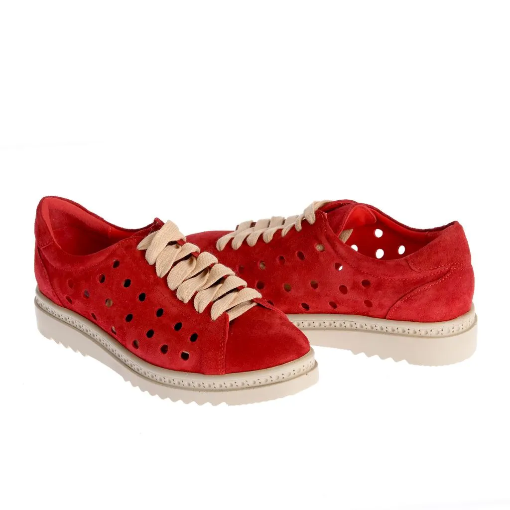 Ana Urbana Shoes Boston pantofi casual rosii piele intoarsa