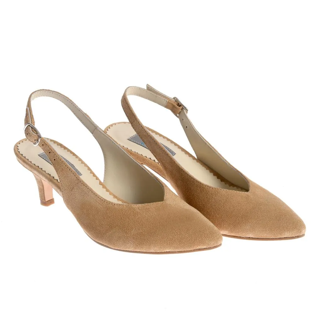 Ana Urbana Shoes Cristina slingback bej toc mic piele