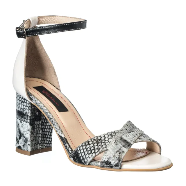 Catinca Shoes S4 SAN sandale dama piele sarpe alb negru