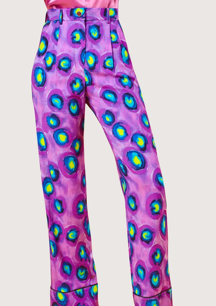 Flagelus Coco Baseball pantaloni mov tie-dye bumbac