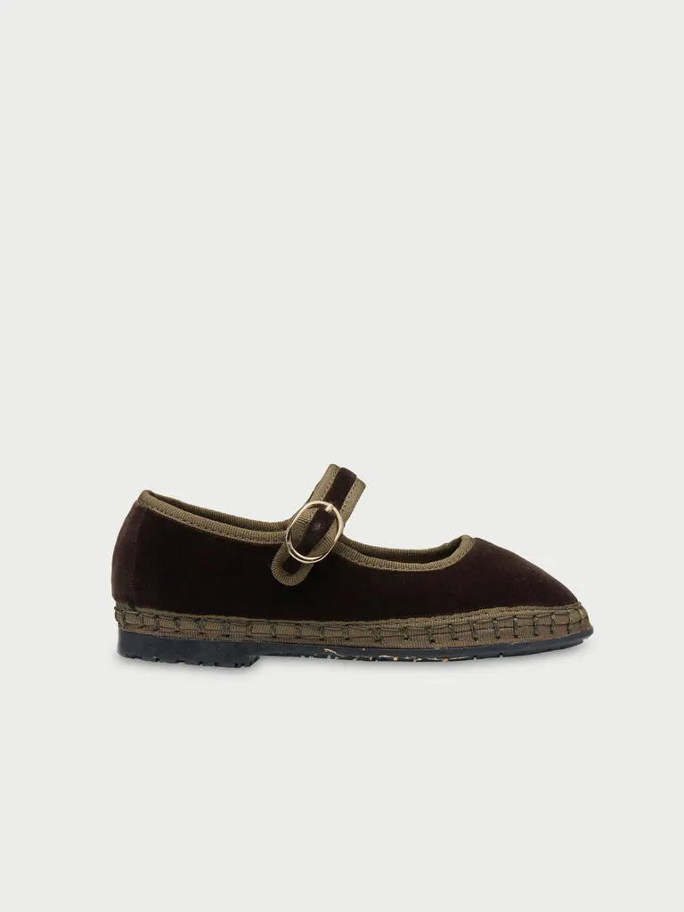 Flabelus Ulla Kids pantofi copii Mary Jane maro catifea