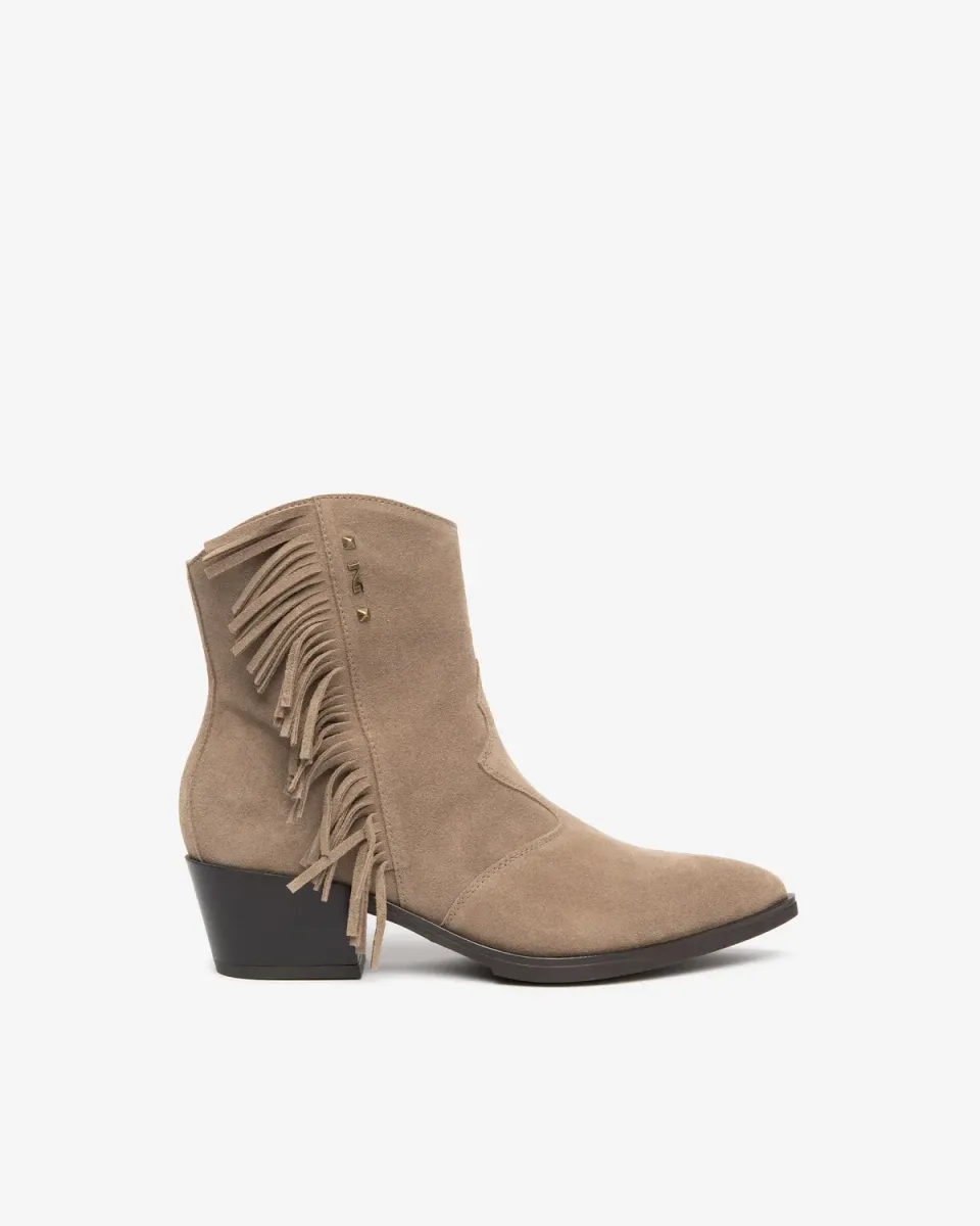 NeroGiardini botine dama piele intoarsa franjuri toc 50