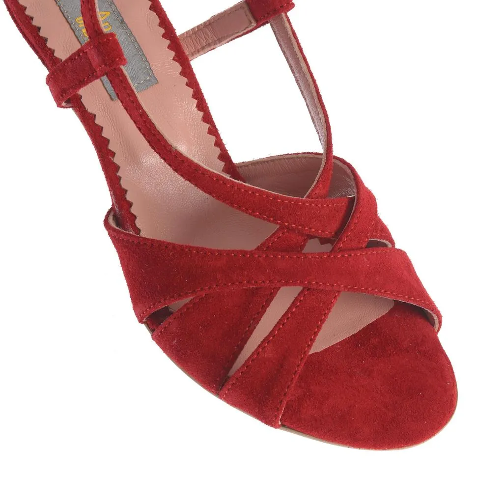 Ana Urbana Bronx sandale rosii piele toc mic