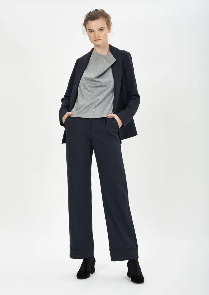 Flagelus Edward Marine pantaloni bleumarin lana
