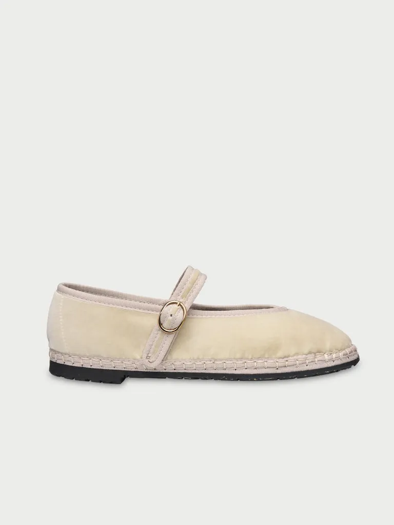 Flagelus Pierre Cream balerini crem catifea