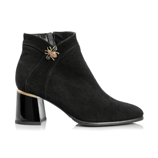 Catinca Shoes G441 NA ghete damă piele negru antilopă