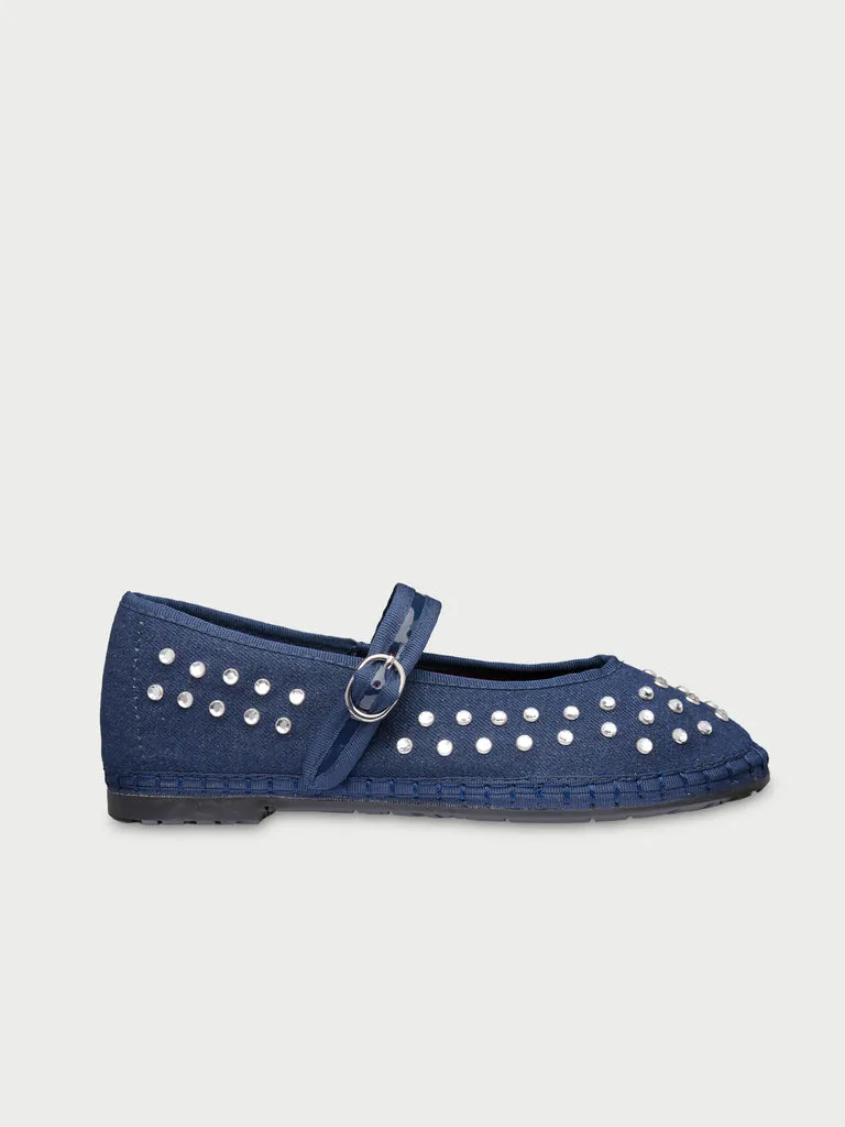Flagelus Mae Cristal Rostova balerini denim cristale