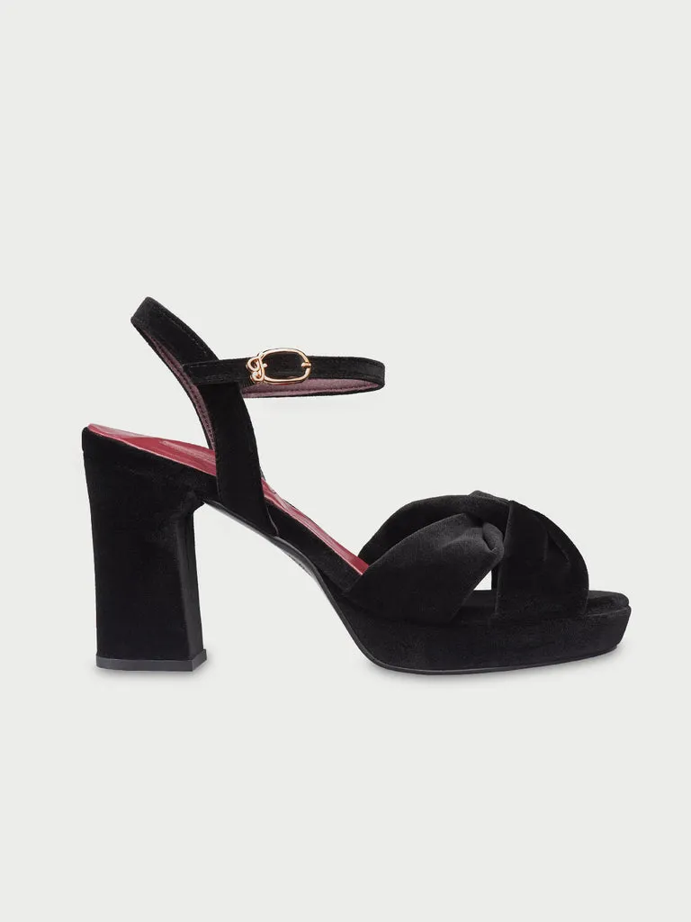 Flagelus Mushu Black sandale toc negru catifea