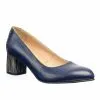 Catinca Shoes A4 BTD pantofi dama piele bleumarin toc dungi