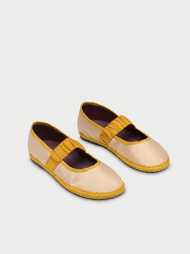 Flagelus Cinderella Mafalda Ruffle balerini bej matase