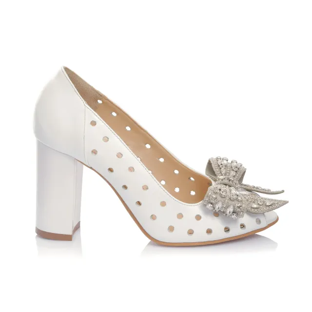 Catinca Shoes F23P Alb Sidef sandale dama piele naturala