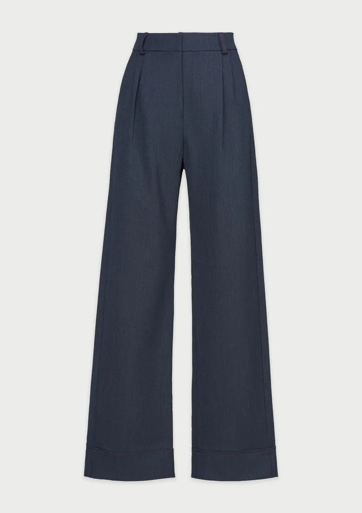 Flagelus Edward Marine pantaloni bleumarin lana