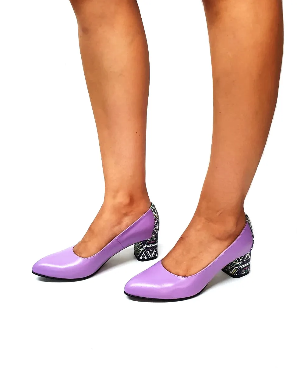 Catinca Shoes A4 LT pantofi dama piele lila triunghiuri