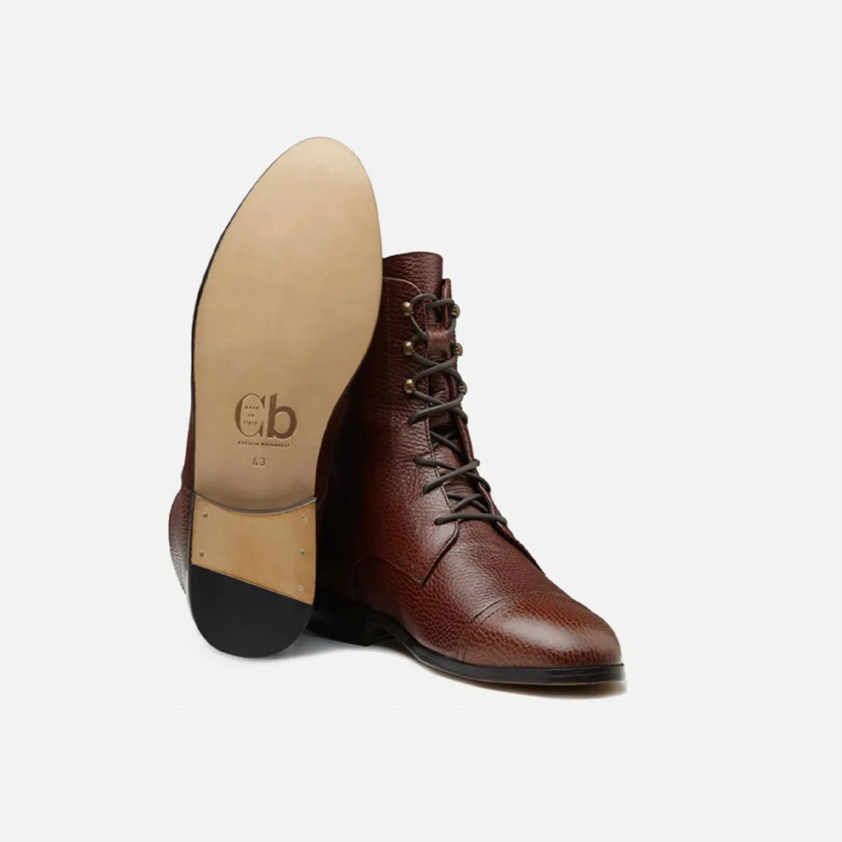 Cecilia Bringheli Eva Light Brown ghete piele cu șiret