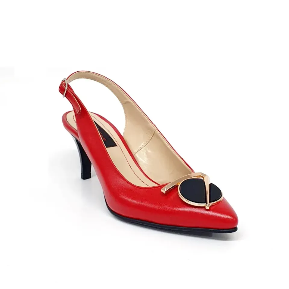 Catinca Shoes D23 RBN sandale dama rosu-negru piele naturala