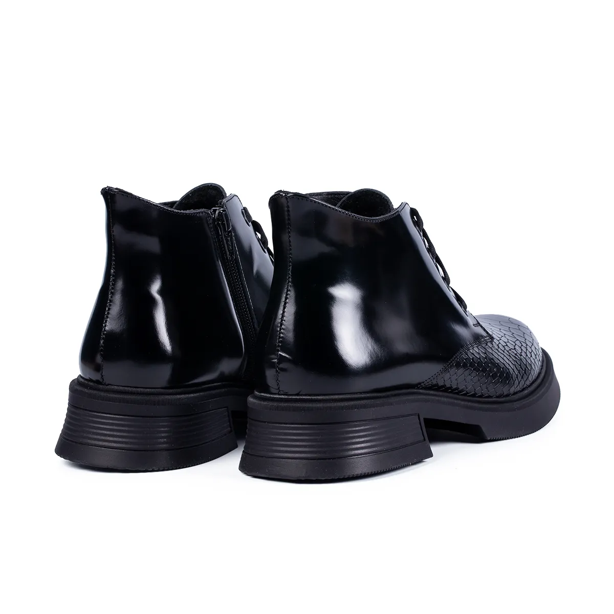 Lucas Shoes 412 ghete dama piele croco negru
