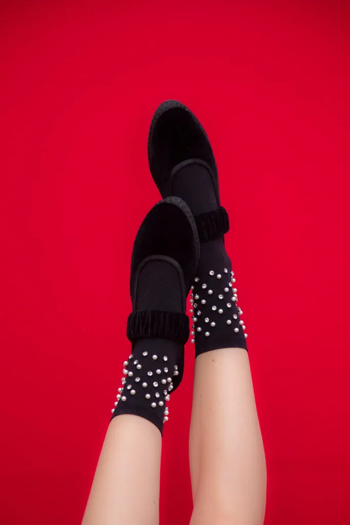 Flagelus Mafalda Double Black pantofi catifea negri