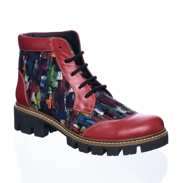Catinca Shoes BC28 RBP bocanci dama piele naturala rosu pictura