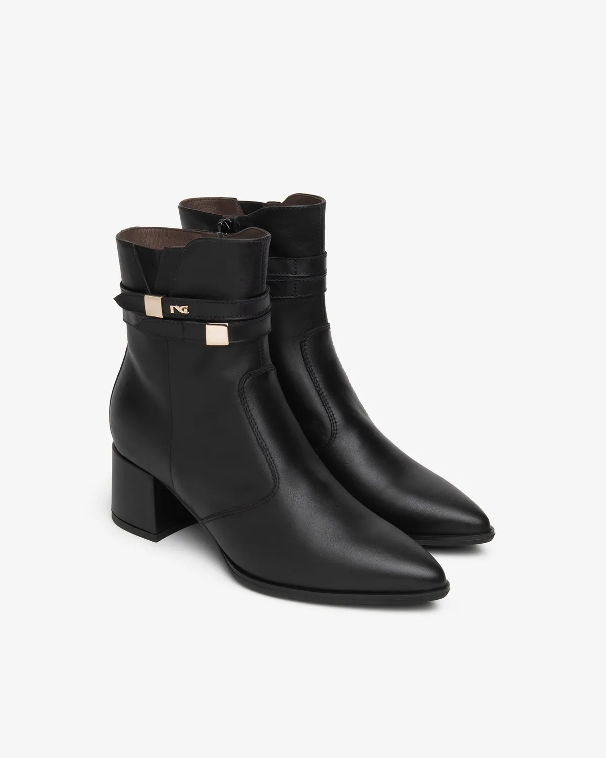 NeroGiardini botine piele dama toc 60 mm aurii