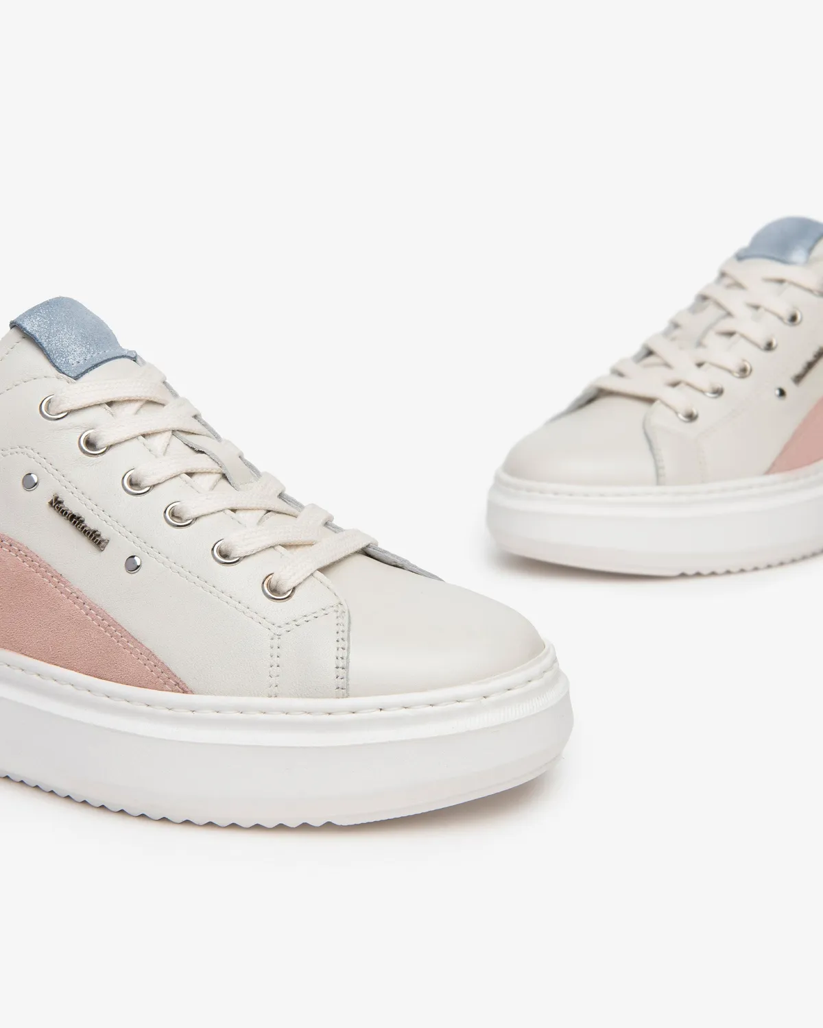 NeroGiardini sneakers damă piele și piele întoarsă combinați