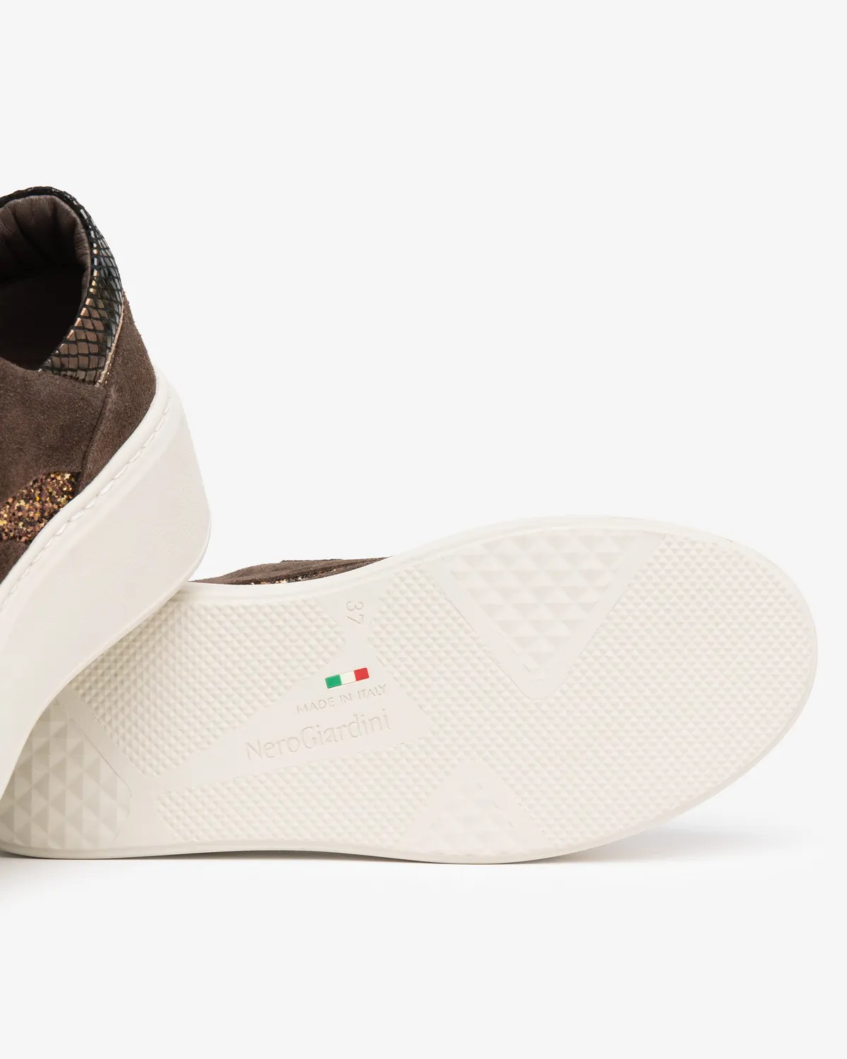 NeroGiardini sneakers platformă damă piele sclipici 5 cm