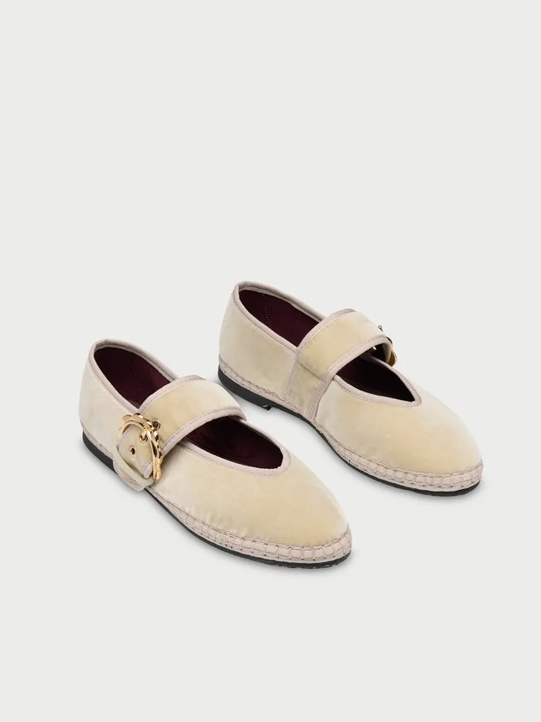 Flagelus Sophie Cream pantofi Mary Jane crem catifea