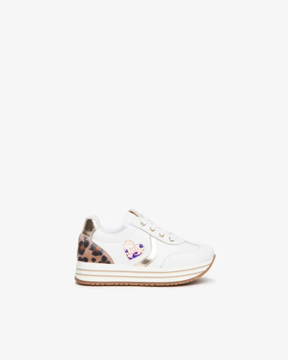 Sneakers fete NeroGiardini piele inima paiete