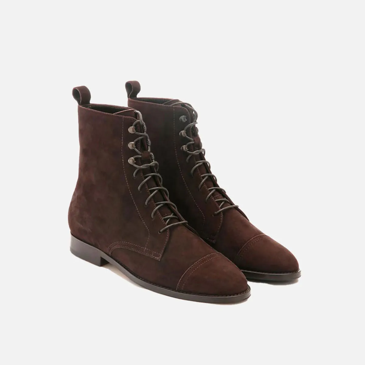 Cecilia Bringheli Eva Dark Brown botine piele intoarsa maro
