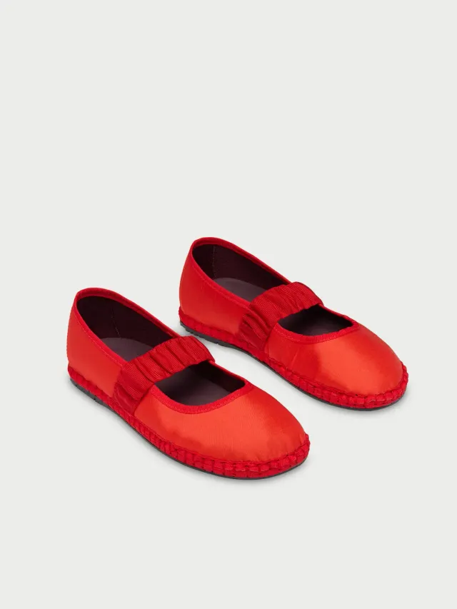 Flagelus Cinderella Mafalda Ruffle Red pantofi matase rosii
