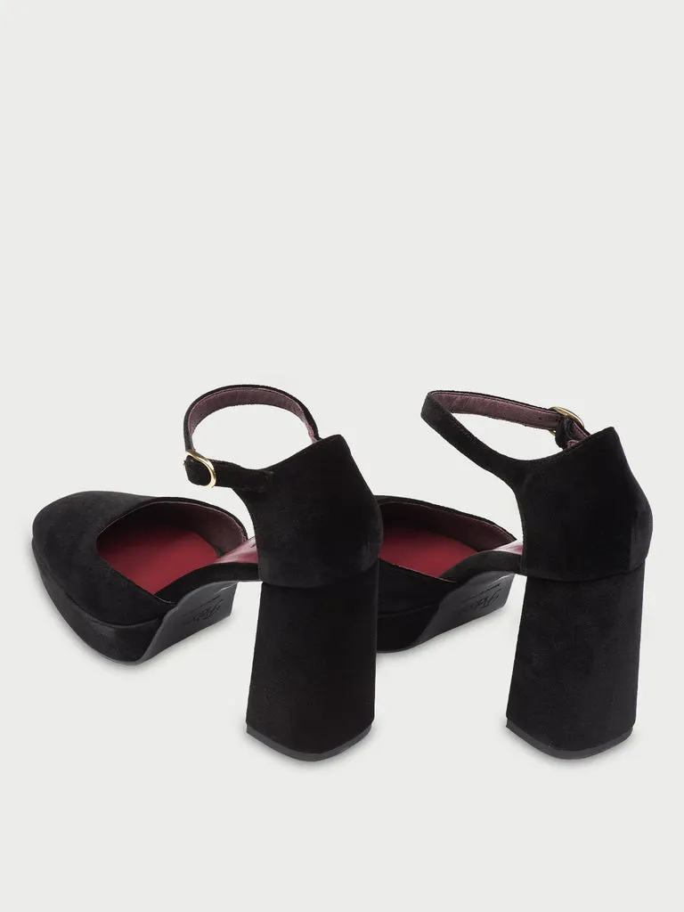 Flagelus Flamenco Heels pantofi toc negru catifea 9 cm