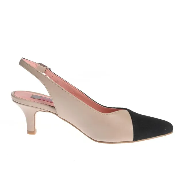 Ana Urbana Diana pantofi slingback negru-bej toc mic