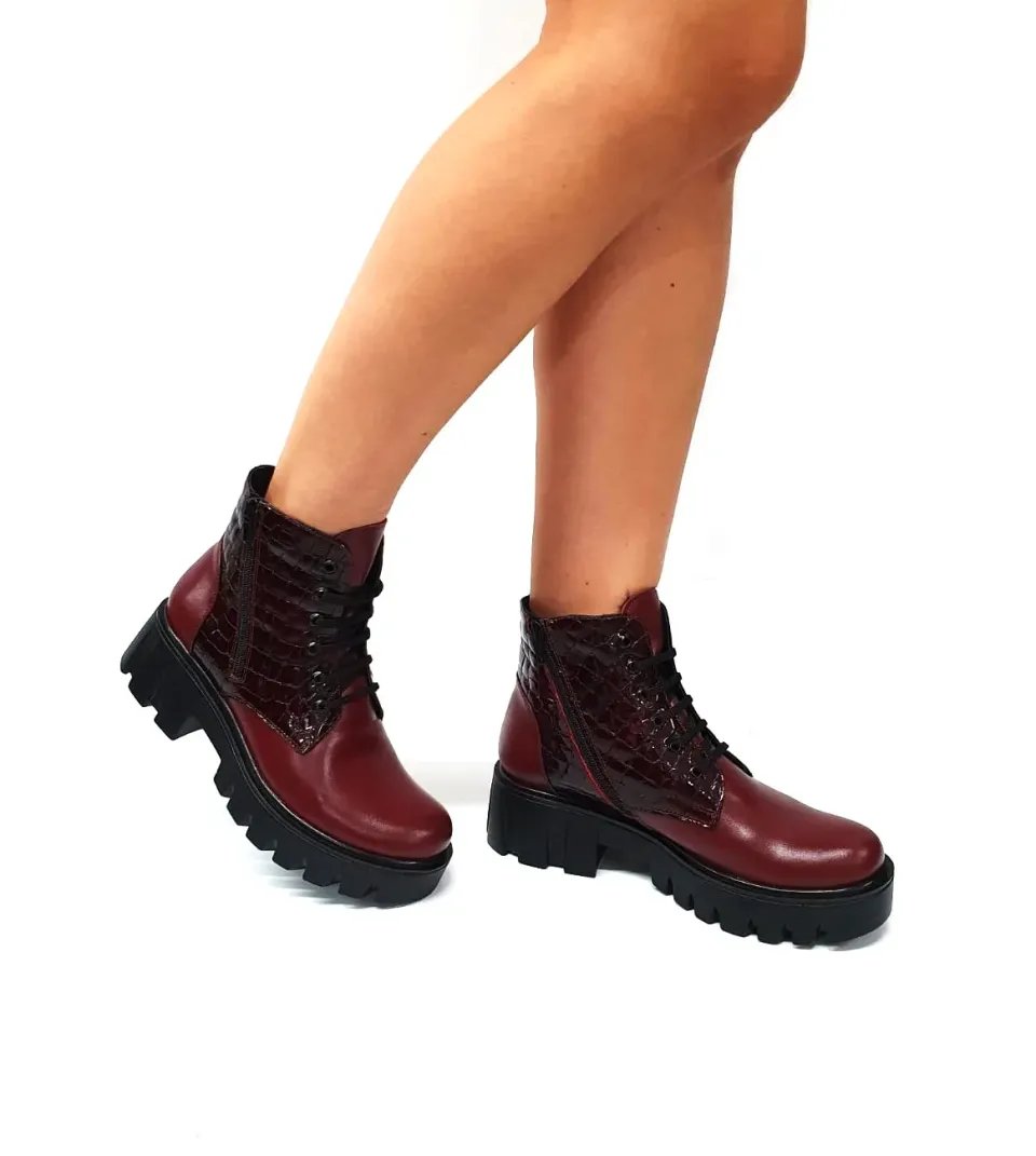 Catinca Shoes BC35 BOC bocanci dama piele bordo croco