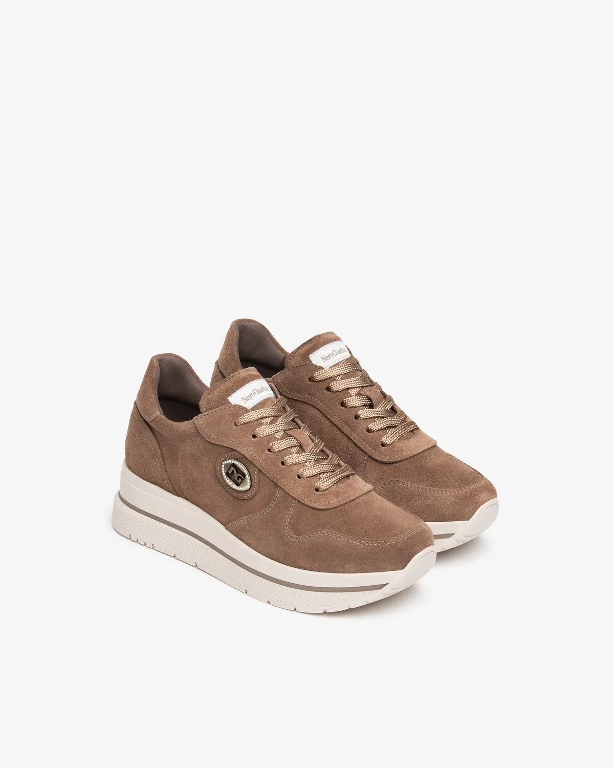 Sneakers Dama NeroGiardini Piele Intoarsa Platforma