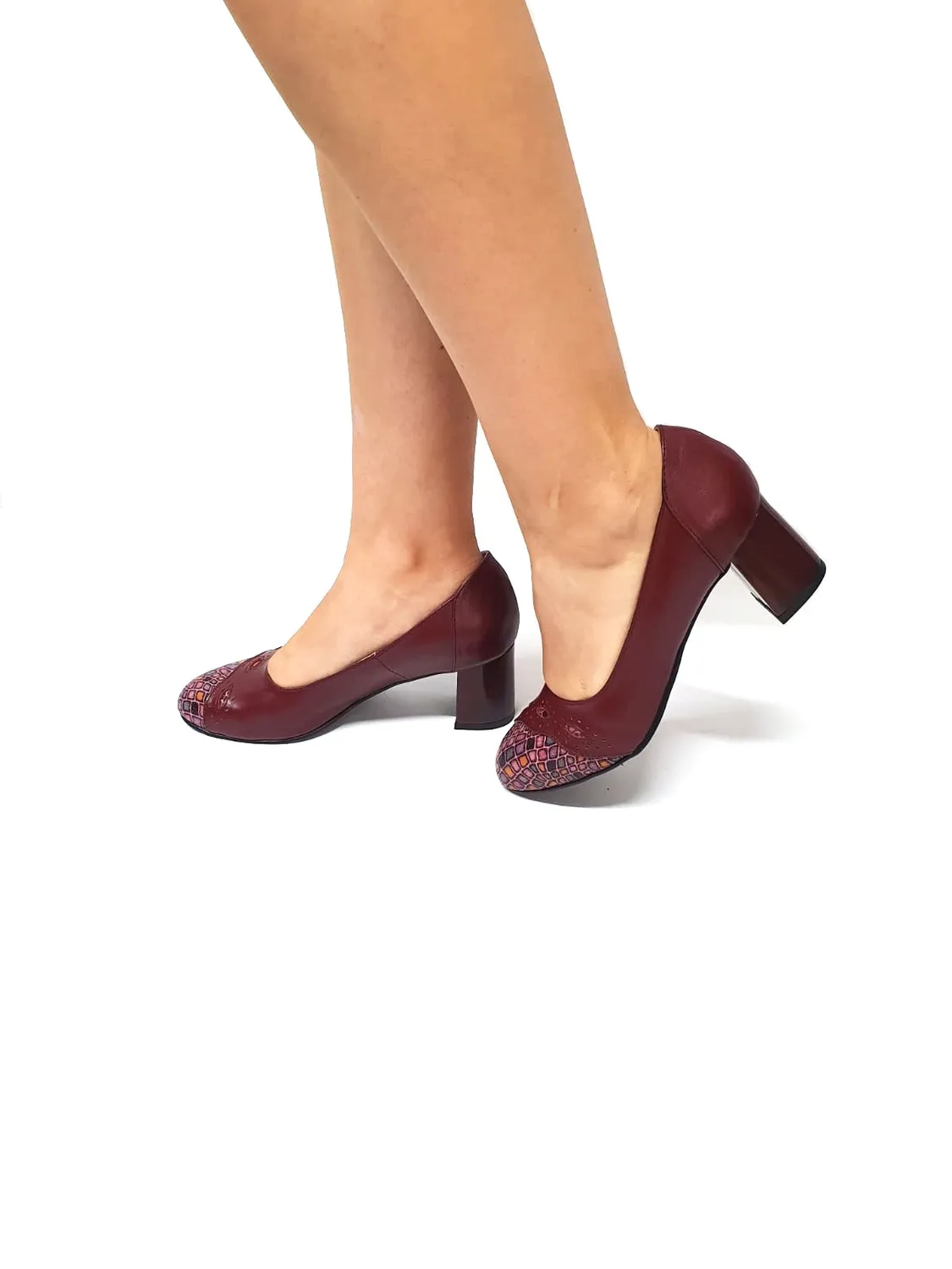 Catinca Shoes 03 BBPB pantofi damă bordo box cu pietre
