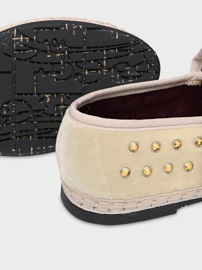 Flagelus Mae Cristal Nude balerini velvet cu cristale