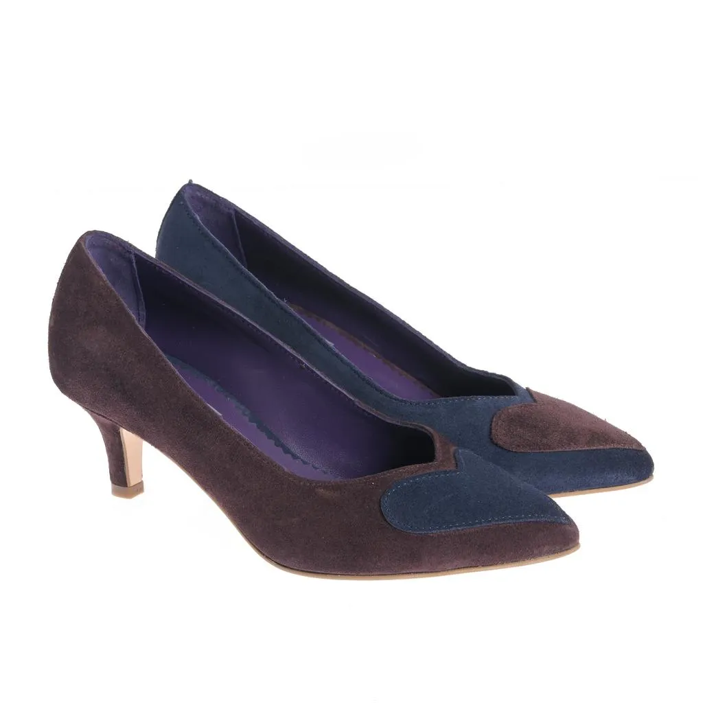 Ana Urbana Madrid pantofi piele bleumarin-maro toc 4cm
